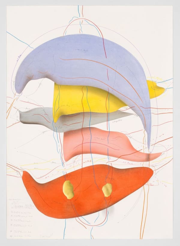 Jorinde Voigt A New Kind of Joy - Study (2), 2016-17 ink, gold leaf, oil pastel, pastel, graphite on paper 55 1/2 x 39 3/8 in (141 x 100 cm)