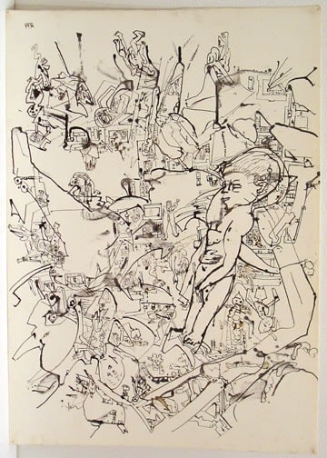 Erwin Pfrang Lagerplane IV, 2004 - 2005 india ink on paper 27 3/4 x 19 1/2 inches 70.5 x 49.7 cm