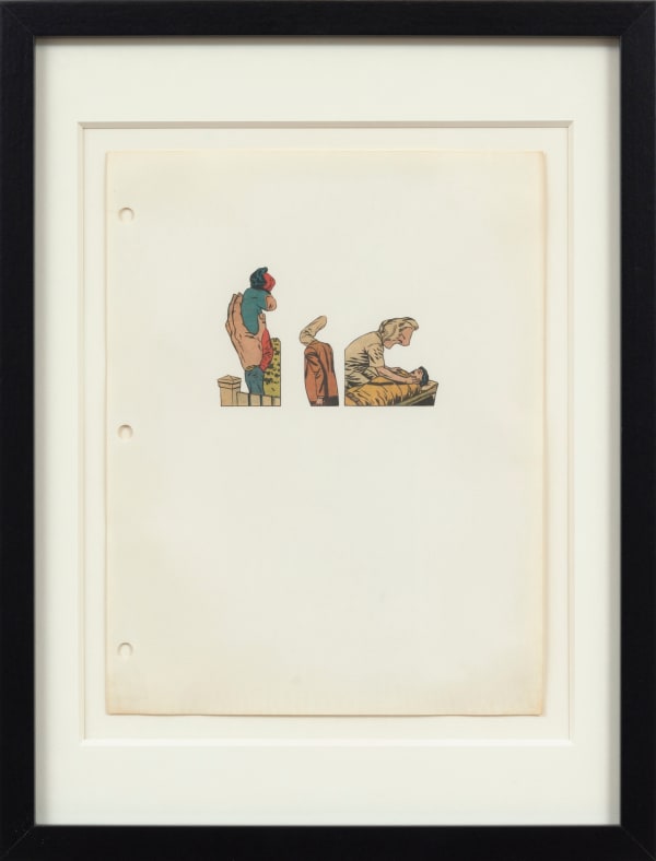 Ray Yoshida Untitled (Comic Book Specimen Series), c. 1969 collage on paper 11 x 8 1/4 in (27.9 x 21 cm) framed: 16 3/4 x 12 3/4 in (42.4 x 32.4 cm)
