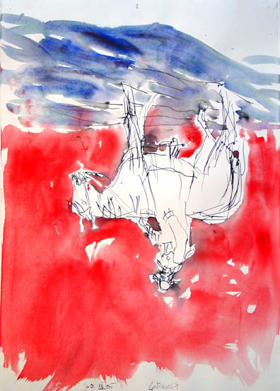 Georg Baselitz Untitled (30.III.05), 2005 pen and watercolor on paper 39 1/4 x 27 1/2 inches 99.6 x 70 cm