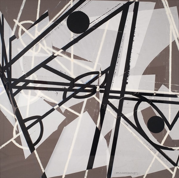 Barry Le Va Diagram for Two Separate Installations Combined into One Installation: Combined in Two Perspectives #9, 1981 ink, graphite, oil stick, and cut-and-pasted vellum on paper 59 x 59 in (149.9 x 149.9 cm)