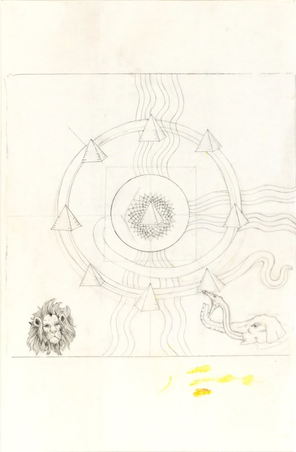 Sun Ra Design for The Soul Vibrations of Man (album cover), c. 1976 graphite on paper (double sided) 20 1/2 x 13 in 52.1 x 33 cm