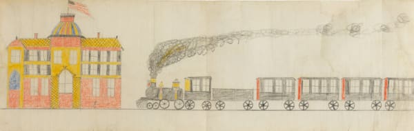 anonymous artist Ledger Drawing, ca. 1875 graphite and colored pencil on lined paper 8 x 25 in (20.3 x 63.5 cm)