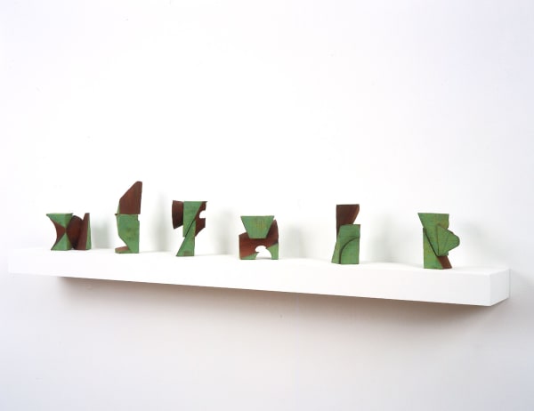 Mel Kendrick 6 Green Blocks, 2004 walnut and Japan color each: 6 x 4 x 4 in (15.2 x 10.2 x 10.2 cm)