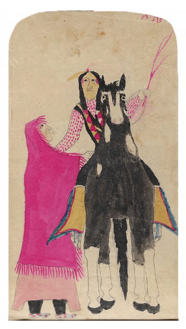 attributed to Eugene Standing Elk Ledger Drawing, ca. 1882 watercolor, ink and graphite on paper 5 3/4 x 3 1/8 in (14.6 x 7.9 cm)