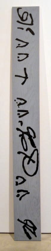 Steffani Jemison Untitled (Same Time / Arrow), 2015 oak, gesso, acrylic, furniture wax 96 x 12 x 3/4 in 243.8 x 30.5 x 1.9 cm