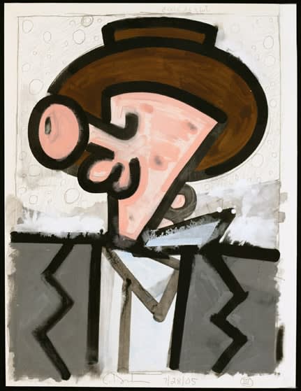 Carroll Dunham Untitled III (July 28, 2005), 2005 monotype in watercolor and pencil with hand additions 45 x 34 in (114.3 x 86.4 cm)