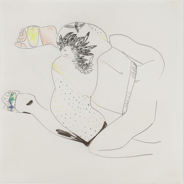 Linda Gallagher Notes on Grappling; Low & Heavy, 2017 ink, graphite, colored pencil, and pastel on paper 12 1/2 x 12 1/2 in 31.8 x 31.8 cm