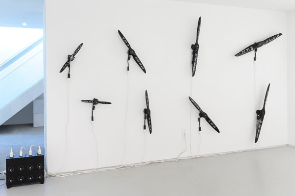 Jorinde Voigt Grammatik VII, 2010 8 painted and lettered motorized propellers overall dimensions variable