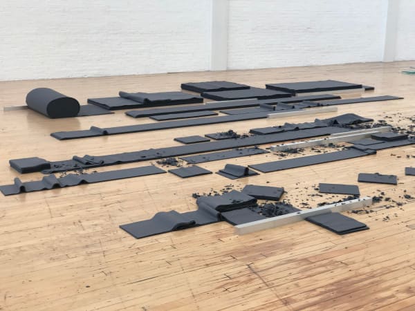Barry Le Va Placed Parallel, 1967/2019 aluminum bars and felt dimensions variable
