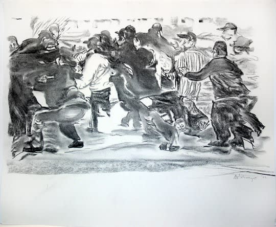 Richard Artschwager Untitled (North Koreans), 2002 charcoal on paper 20 x 27 1/2 inches image size