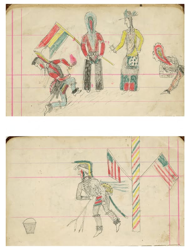 anonymous artist Ledger Drawing (recto/verso), ca. 1890-1910 graphite and colored pencil on lined paper 3 1/2 x 5 1/2 in (8.9 x 14 cm)
