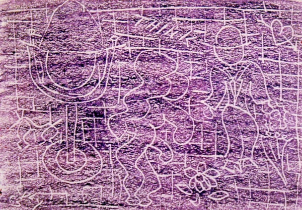 William Copley Untitled, 1963 purple crayon 5 3/4" x 4"