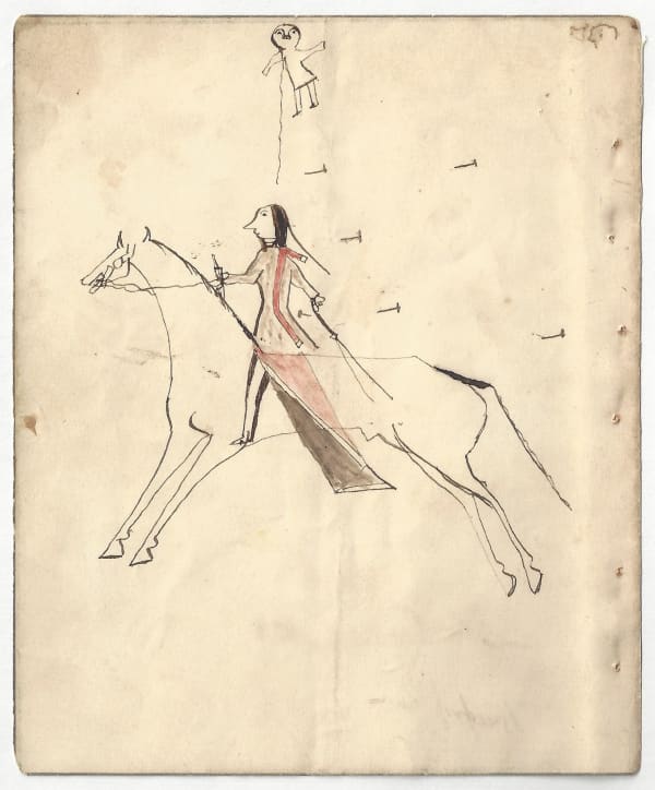 anonymous artist Ledger Drawing, ca. 1870 ink and colored pencil on paper 6 x 4 7/8 in (15.2 x 12.4 cm)