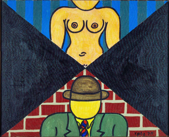 William Copley Juliet & Romeo, 1970 acrylic on canvas 25 1/2 x 32 inches 64.8 x 81.3 cm