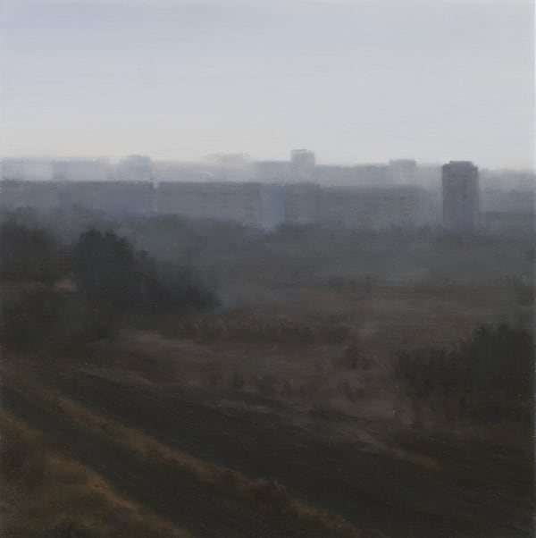 Serban Savu Peripheral View, 2008 oil on canvas 13 x 13 inches 33 x 33 cm
