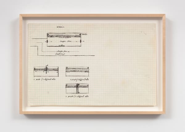 Barry Le Va Study for Velocity: Impact Run, 1969 ink on paper 11 x 16 3/4 in (27.9 x 42.5 cm) framed: 13 1/4 x 19 1/4 in (33.7 x 48.9 cm)