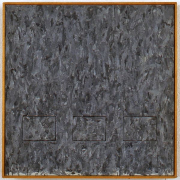 Richard Pettibone Jasper Johns "Gray Rectangles. 1957.", 1967 acrylic, sculpmetal and collage on canvas with three wood insets 7 7/8 x 7 7/8 in 20 x 20 cm