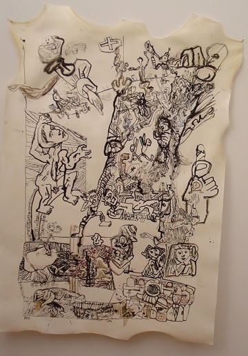 Erwin Pfrang Untitled (from the series Hades I Teil), 2003/2004 mixed media on parchment 38 1/2 x 26 inches 97.8 x 66 cm