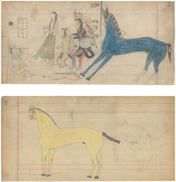 anonymous artist Ledger Drawing (recto/verso), ca. 1875 graphite and colored pencil on lined paper 5 1/2 x 11 1/2 in (14 x 29.2 cm)