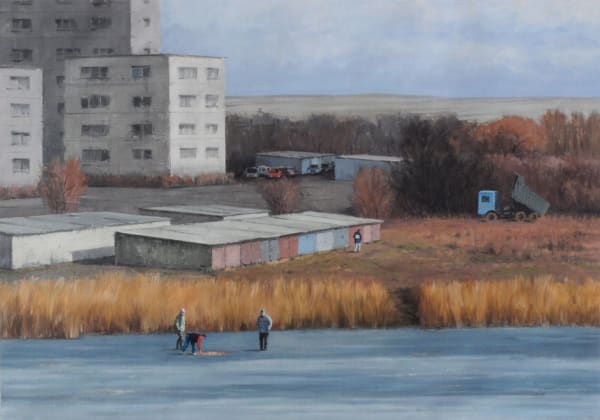 Serban Savu The Ice Hole, 2011 oil on canvas 35 3/4 x 51 1/4 inches 91 x 130 cm
