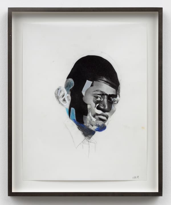 Wardell Milan Emmit Johnson, 2019 cut-and-pasted printed paper, charcoal, graphite, and colored pencil on Yupo paper 14 x 11 in (35.6 x 27.9 cm) framed: 16 3/4 x 13 3/4 in (42.5 x 34.9 cm)