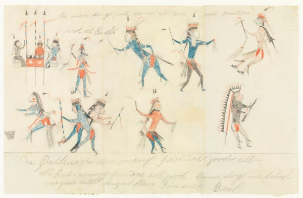 anonymous artist Ledger Drawing, ca. 1880 graphite and colored pencil on lined paper 8 x 11 1/2 in (20.3 x 29.2 cm)