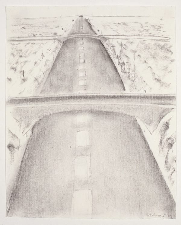 Richard Artschwager Road with Bridges, 2003 charcoal on paper 22 3/8 x 18 inches