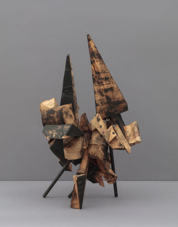 Mel Kendrick A, 1992 poplar wood, oil, lamp black 20 1/4 x 12 1/2 x 12 in (51.4 x 31.8 x 30.5 cm)