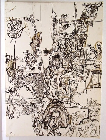 Erwin Pfrang Lagerplane I, 2004 - 2005 india ink on paper 27 3/4 x 19 1/2 in (70.4 x 49.7 cm)