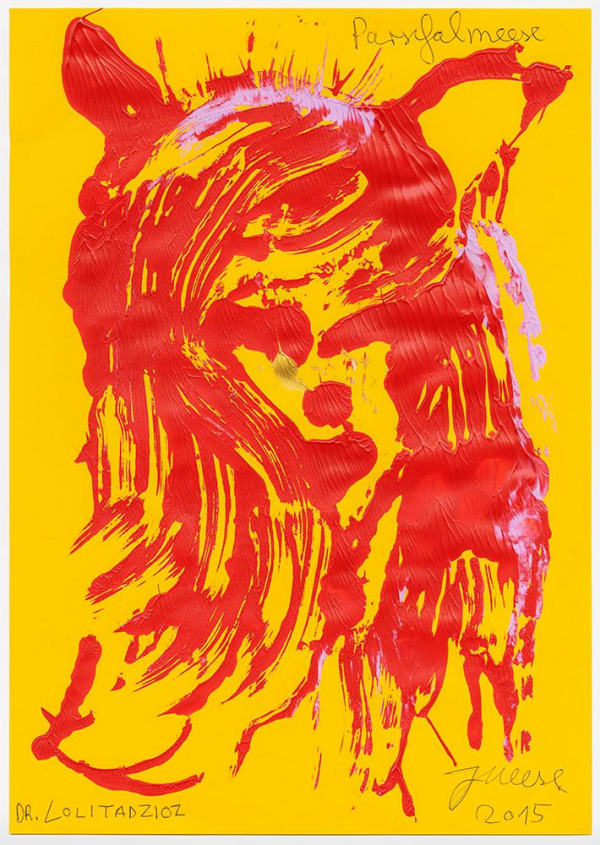 Jonathan Meese DR. PARSIFAL DE LARGE 4, 2015 acrylic and pen on paper 16 1/2 x 11 5/8 in (41.7 x 29.6 cm)