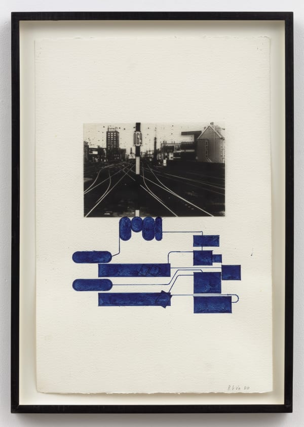 Barry Le Va Study for Sculpture, Köln, from the series, "Connected; Disconnections-- Travel/Thought", 2000 collage and fiber-tipped pen on paper 22 1/2 x 14 3/4 in (57.2 x 37.5 cm)