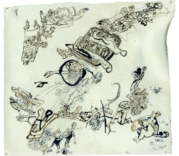 Erwin Pfrang Untitled (from the series Hades II Teil), 2003/2004 mixed media on parchment 8 1/4 x 9 1/4 inches 21 x 23.5 cm