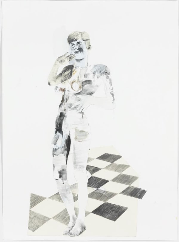 Wardell Milan Turin, Bianca, 2015 graphite, charcoal, oil pastel, pastel, gesso, cut-and-pasted paper on paper 60 x 44 in 152.4 x 111.8 cm