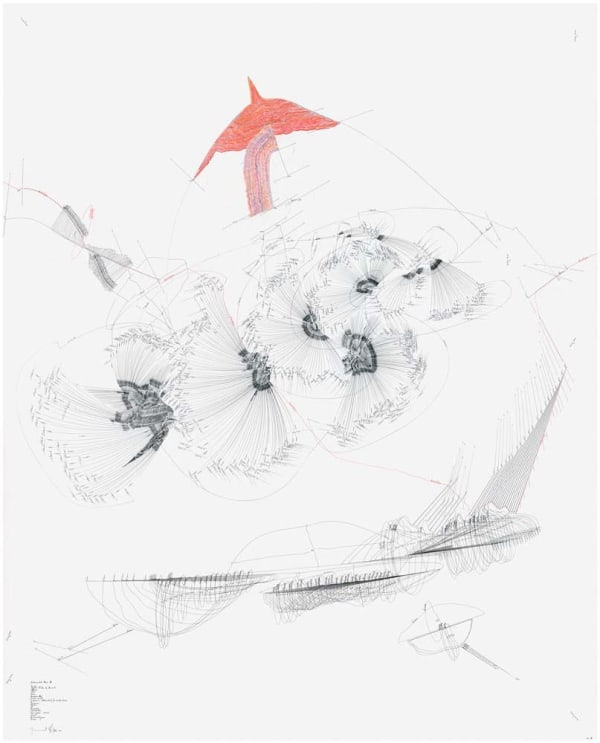 Jorinde Voigt Interhorizontal Nexus III (Kiev 3), 2010 ink, oilstick, graphite on paper 101 1/2 x 81 7/8 in (258 x 208 cm)