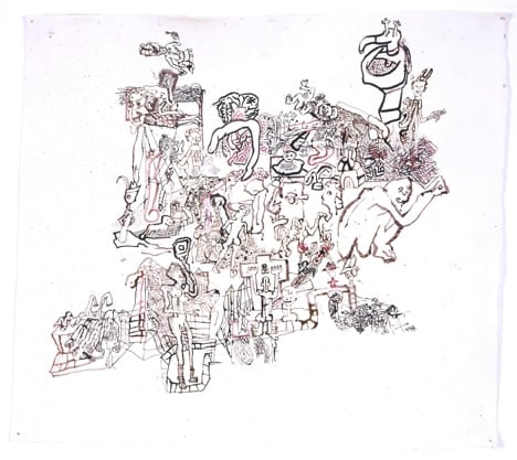 Erwin Pfrang Untitled (from the series Hades II Teil), 2003/2004 mixed media on parchment 12 1/2 x 13 3/4 inches 31.8 x 34.9 cm