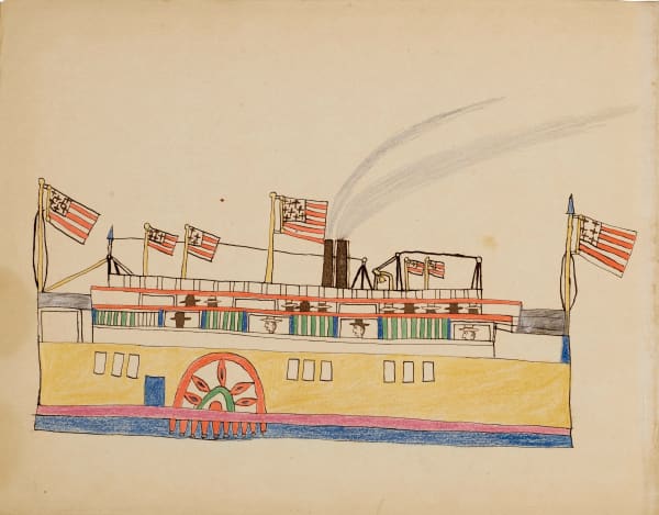 Nokkoist (Bear's Heart) Paddlewheeler, ca. 1876 ink, graphite and colored pencil on paper 8 5/8 x 11 3/8 in (21.9 x 28.9 cm)