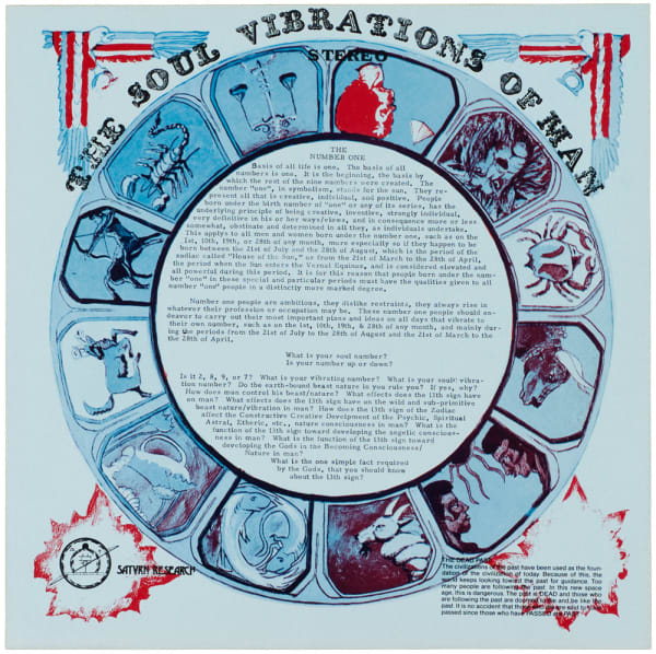 Sun Ra The Soul Vibrations of Man, c. 1976 offset print on paper, unwrapped back album cover 13 1/2 x 13 1/2 in (34.3 x 34.3 cm)