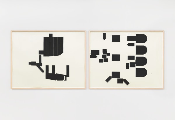 Barry Le Va 9g Wagner Plan Views; Wall and Floor Installation (ICA Variations), 2004 burnt umber oil pigment on paper in 2 parts each sheet: 38 x 50 in (96.5 x 127 cm)