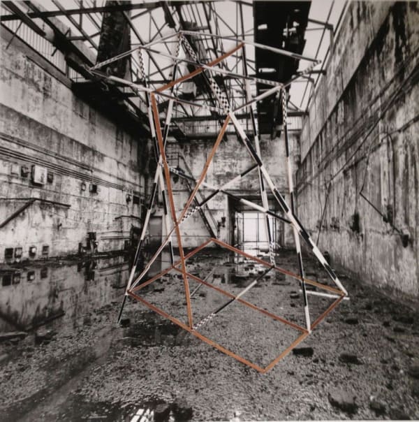 Jane & Louise Wilson Blind Landings (H-bomb Test Site, Orford Ness) Lab One #2, 2013 photo collage 14 x 14 in 35.6 x 35.6 cm Framed dimensions: 20 3/4 x 20 3/4 in 52.7 x 52.7 cm 4 AP