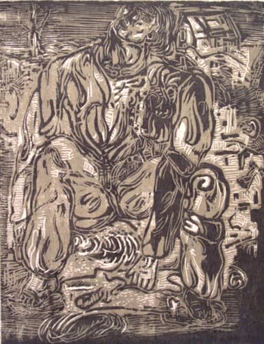 Georg Baselitz Untitled, 1966 wood cut, trial proof 17 1/4 x 13 3/4 inches 43.8 x 34.9 cm
