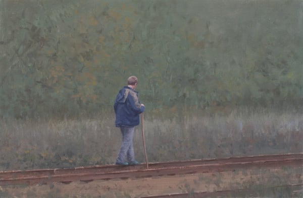 Serban Savu The Traveler, 2008 oil on canvas 10 1/4 x 15 3/4 inches 26 x 40 cm