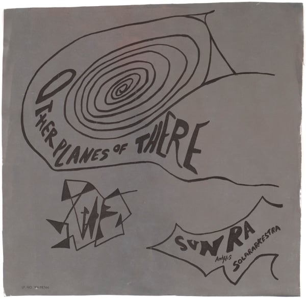 Sun Ra Other Planes of There, 1966 block print on metallic silver paper 14 x 14 in 35.6 x 35.6 cm