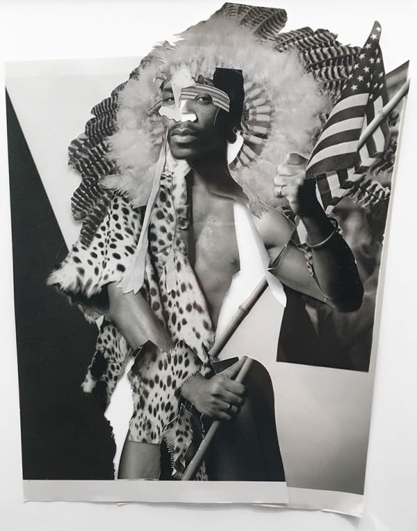 Wardell Milan Man with an Indian headdress, N.Y.C., 2017 cut-and-pasted printed paper 12 1/2 x 9 3/4 in (31.8 x 24.8 cm)