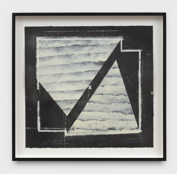 Barry Le Va Extended Vertex Meetings: Blocked; blown outward (Blown Flour), 1969-71, 1969-90 gouache on black paper 20 1/2 x 21 3/4 in (52.1 x 55.2 cm) framed: 25 x 26 in (63.5 x 66 cm)