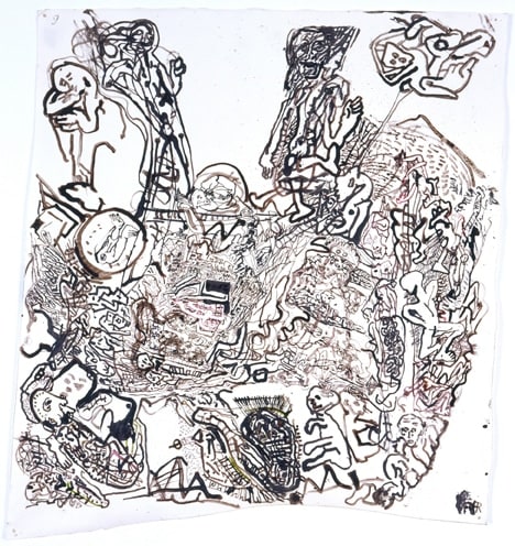 Erwin Pfrang Untitled (from the series Hades II Teil), 2003/2004 mixed media on parchment 15 x 13 1/4 inches 38.1 x 33.7 cm