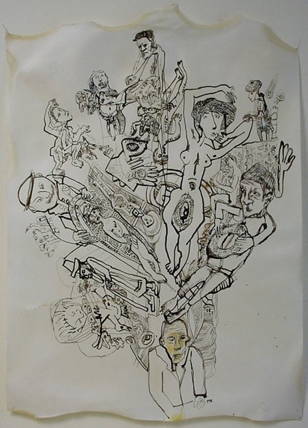 Erwin Pfrang Untitled (from the series Hades I Teil), 2004 mixed media on parchment 39 3/4 x 28 inches 101 x 71 cm