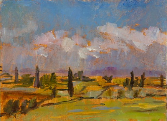 Sue Wales, Cypress Trees in Sicily