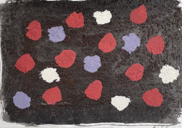 Brian Rice Spots, 2008 mixed media with sand on card 15 x 21cm signed