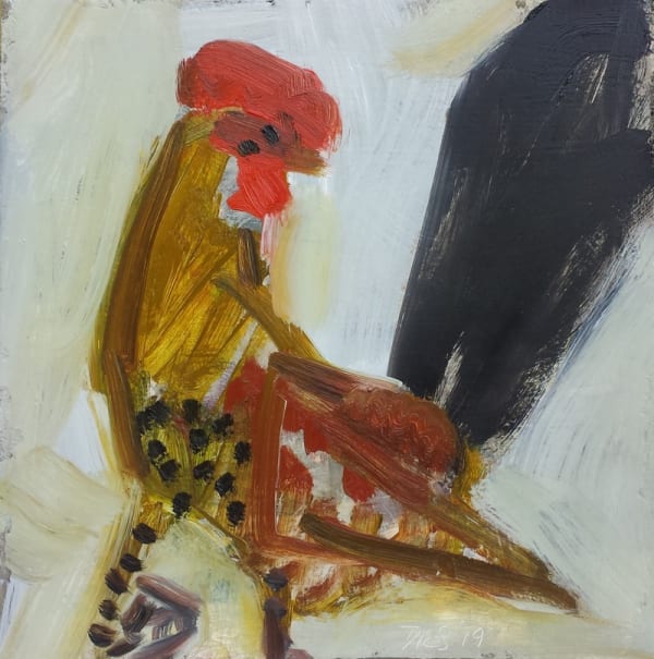 David Ralph Simpson The Strutter oil on panel 18 x 18cm